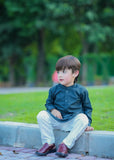 Teal Green kurta with white trouser kt 89