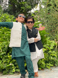 Green Waistcoat With White Kurta Trouser - GWS-14