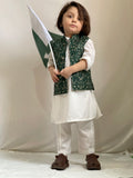 Green Embroidered Waistcoat Suit - V14