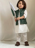 Green Embroidered Waistcoat Suit - V14