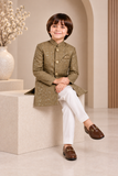 Olive Gold Sequence Sherwani - S102
