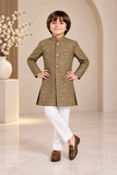 Olive Gold Sequence Sherwani - S102