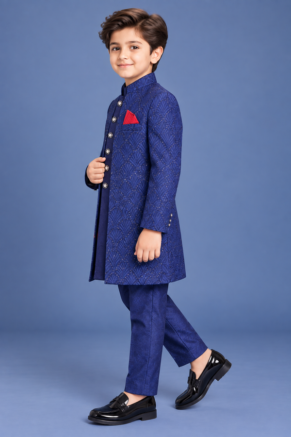 Royal Blue Sherwani With Kurta Set - S104