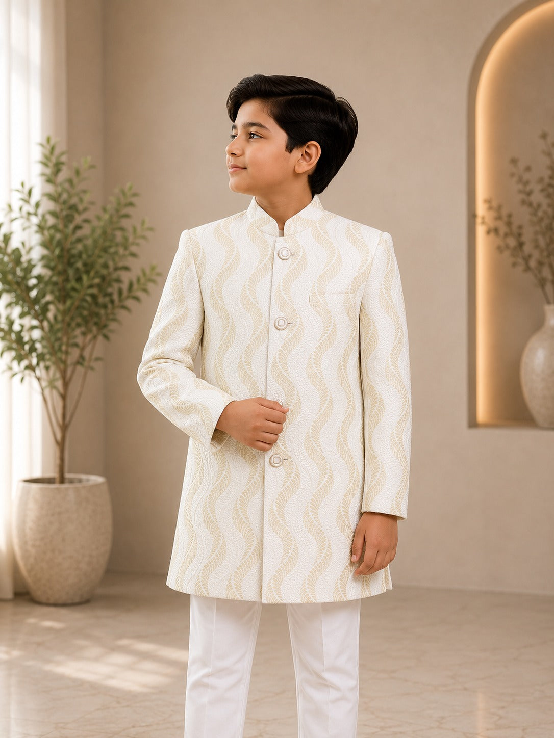 White Smoke Sherwani S37 Main image