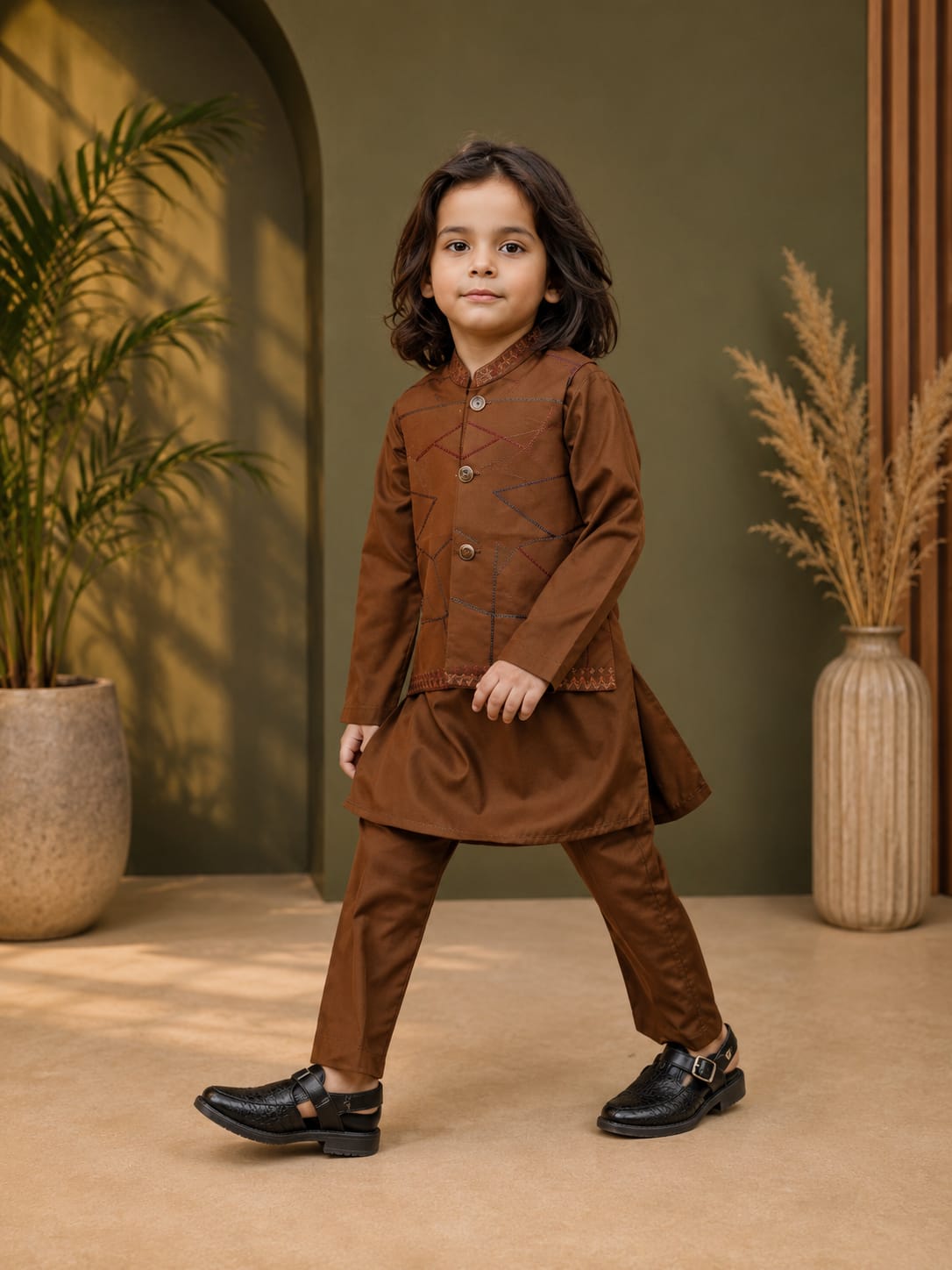 Tawny Brown Waistcoat Suit AHW 015 Secondary image