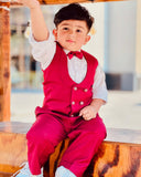 4pcs Maroon Suit (Waistcoat+Pant+Shirt+Bow) CPW 008