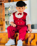 4pcs Maroon Suit (Waistcoat+Pant+Shirt+Bow) CPW 008