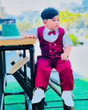 4pcs Maroon Suit (Waistcoat+Pant+Shirt+Bow) CPW 008