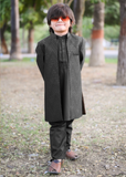 Black Open Long Sherwani S26