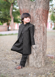 Black Open Long Sherwani S26