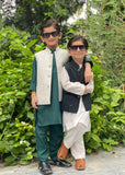 Green And White Waistcoat Suit - GWS-14