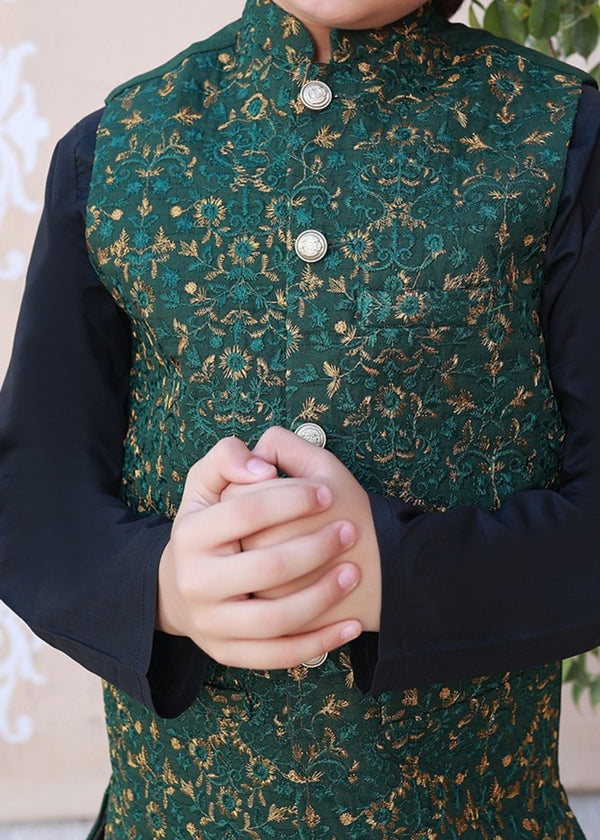 Leaf Green Embroidered only waistcoat - V25