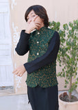 Leaf Green Embroidered only waistcoat - V25