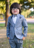 5pcs Grey suit (Coat+Pant+waistcoat+Shirt+Bow) - CPS 005
