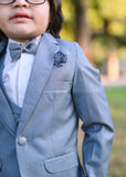 5pcs Grey suit (Coat+Pant+waistcoat+Shirt+Bow) - CPS 005