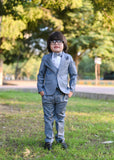 5pcs Grey suit (Coat+Pant+waistcoat+Shirt+Bow) - CPS 005