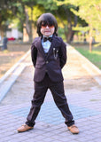 5pcs choclate brown suit (Coat+Pant+waistcoat+Shirt+Bow) - CPS 007