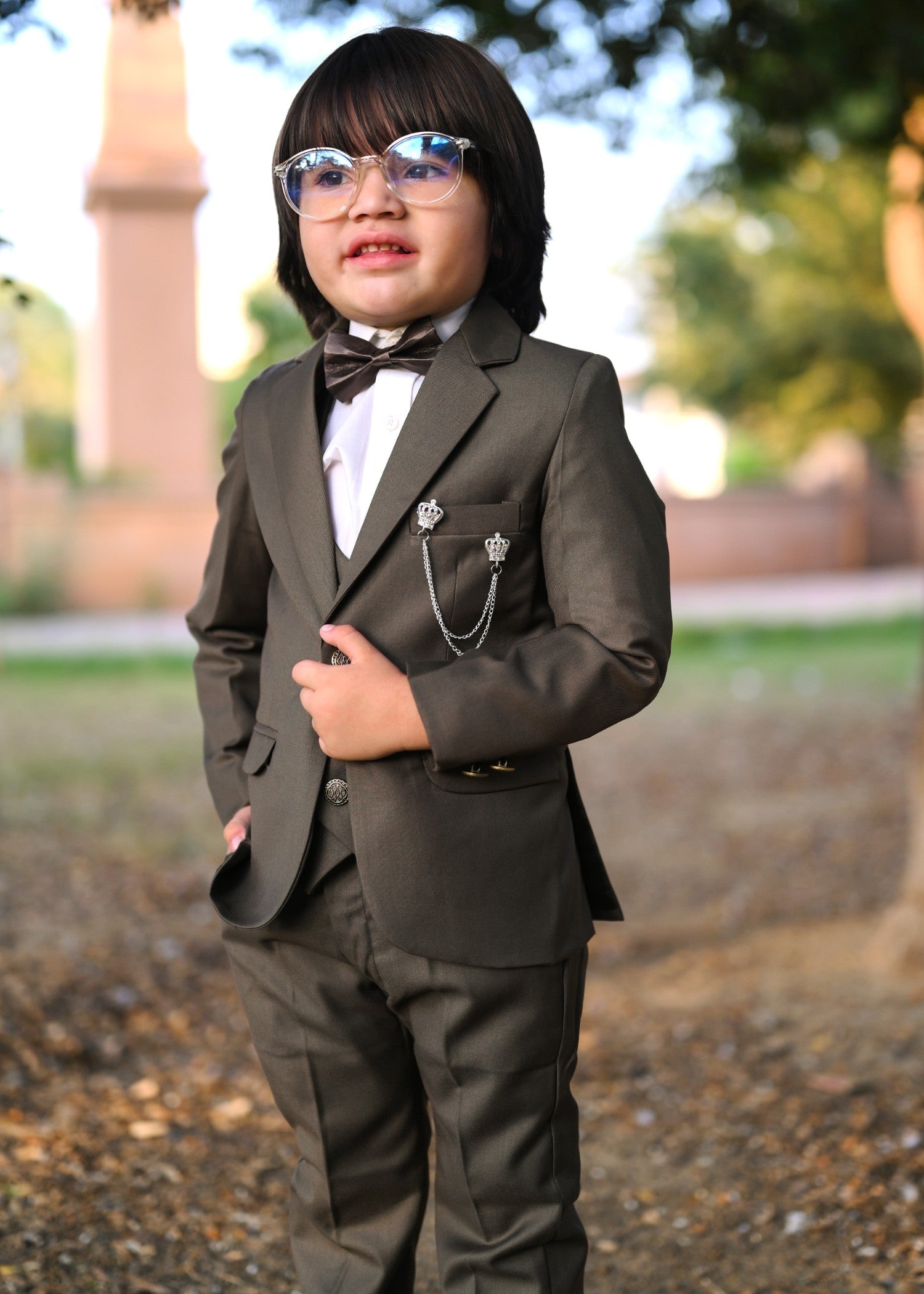 5pcs Charcoal suit (Coat+Pant+waistcoat+Shirt+Bow) - CPS 008 Secondary image