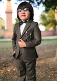 5pcs Charcoal suit (Coat+Pant+waistcoat+Shirt+Bow) - CPS 008