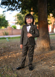 5pcs Charcoal suit (Coat+Pant+waistcoat+Shirt+Bow) - CPS 008