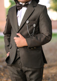 5pcs Charcoal suit (Coat+Pant+waistcoat+Shirt+Bow) - CPS 008