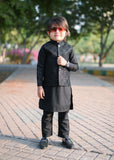 Black Sequence Embroidered Waistcoat Suit EW27
