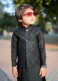Black Sequence Embroidered Waistcoat Suit EW27