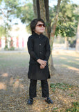 Plain Black Waistcoat Suit EW29