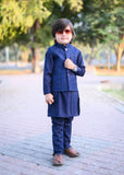 Blue Embroidered Waistcoat Suit EW33