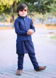 Blue Embroidered Waistcoat Suit EW33