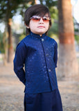 Blue Embroidered Waistcoat Suit EW33