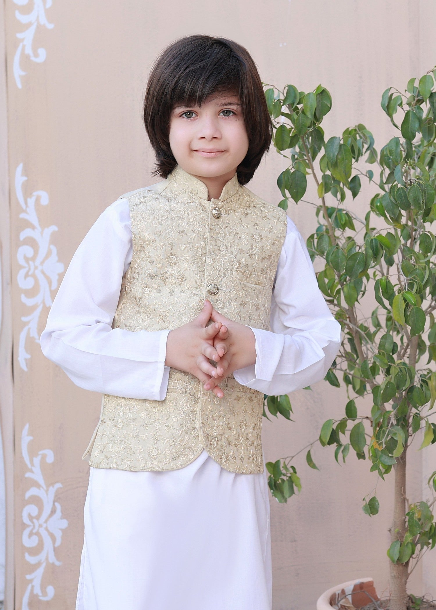 Off White Embroidered Waistcoat Suit - V24 Secondary image