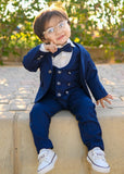 5pcs Blue suit (Coat+Waistcoat+Pant+Shirt+Bow) - CPS 002