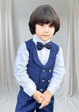 4pcs Blue suit (Waistcoat+Pant+Shirt+Bow) - CPW 006