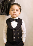 4pcs Black suit (WaistCoat+Pant+Shirt+Bow) - CPW 005