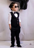 4pcs Black suit (WaistCoat+Pant+Shirt+Bow) - CPW 005