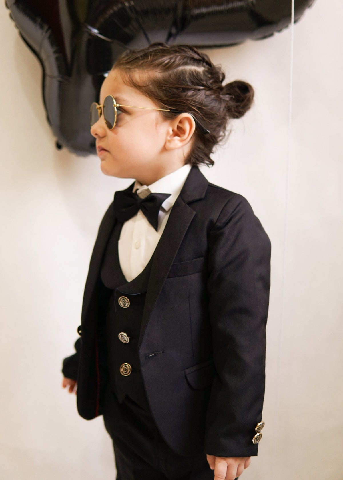 5pcs Black suit (Coat+Waistcoat+Pant+Shirt+Bow) - CPS 001
