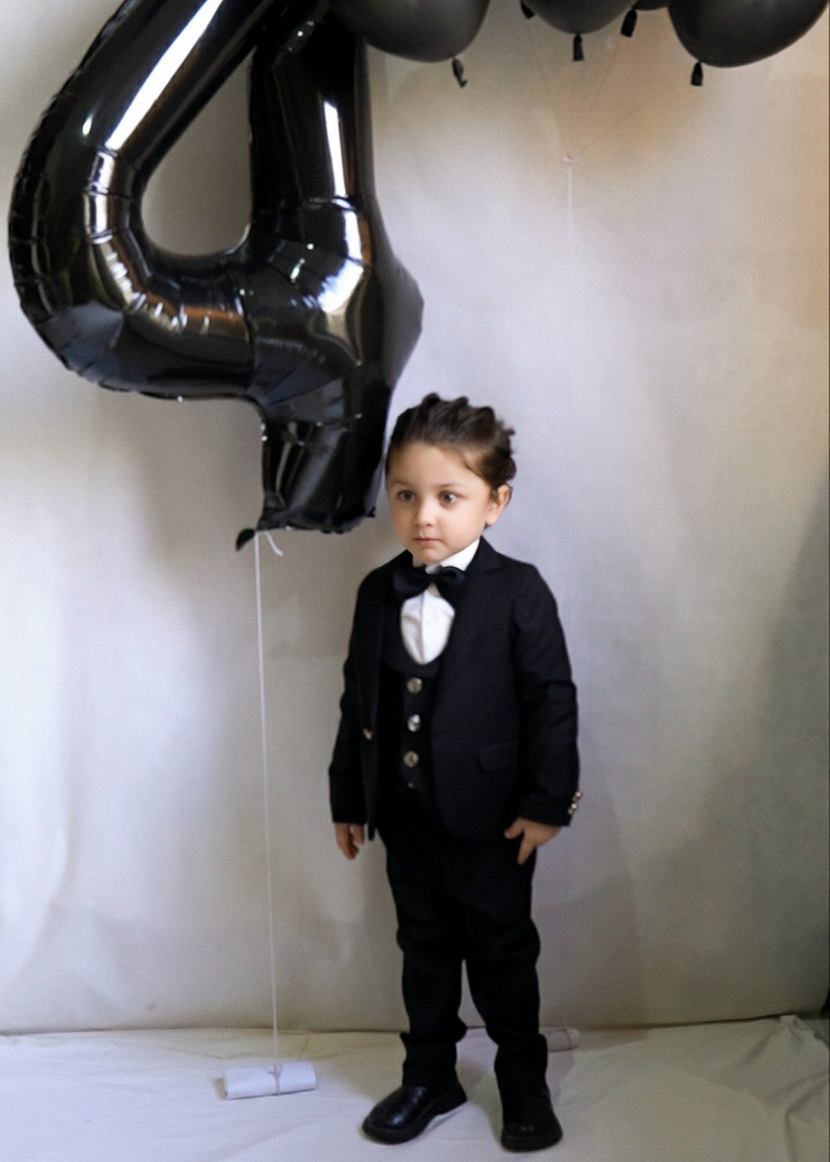 5pcs Black suit (Coat+Waistcoat+Pant+Shirt+Bow) - CPS 001 Main image