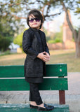 Black Open Long Sherwani -S13