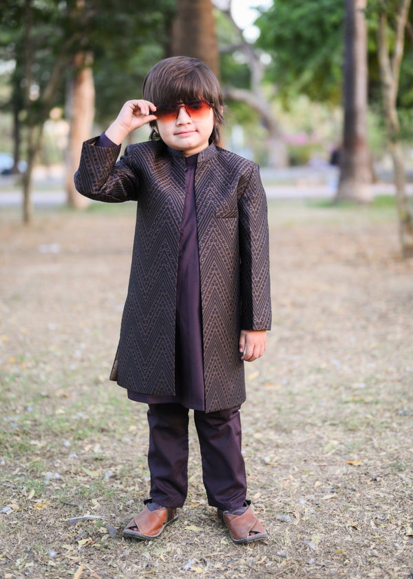 Graphite Grey Open Long Sherwani -S19
