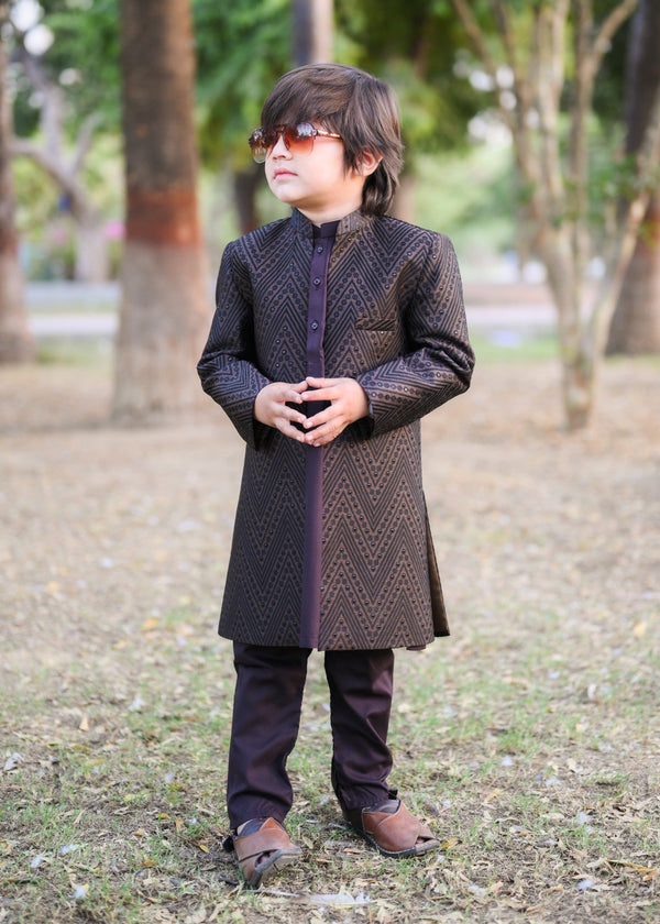 Graphite Grey Open Long Sherwani -S19