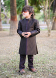 Graphite Grey Open Long Sherwani -S19