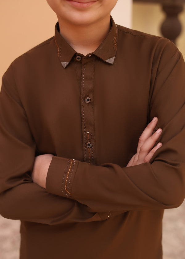 Caramel Shirt Collar Designing kurta trouser KT 44