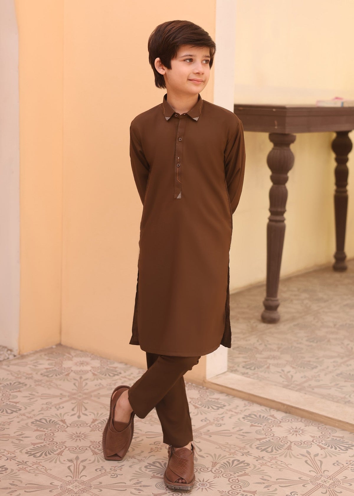 Caramel Shirt Collar Designing kurta trouser KT 44