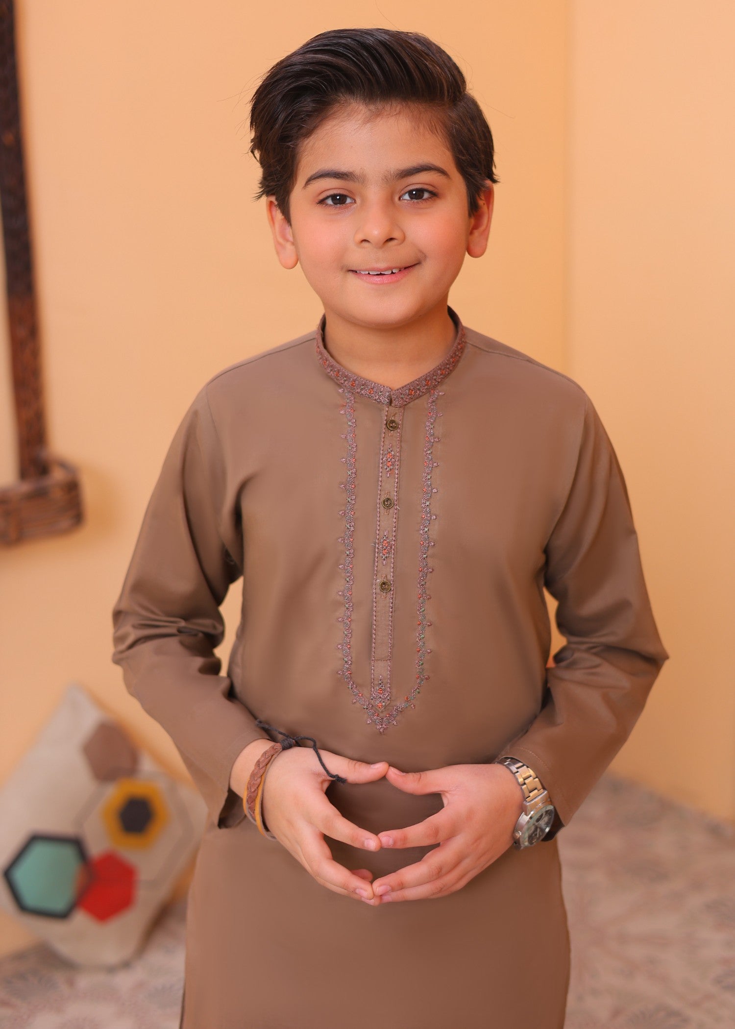 Camel Brown Kurta Trouser-AH 011 Secondary image