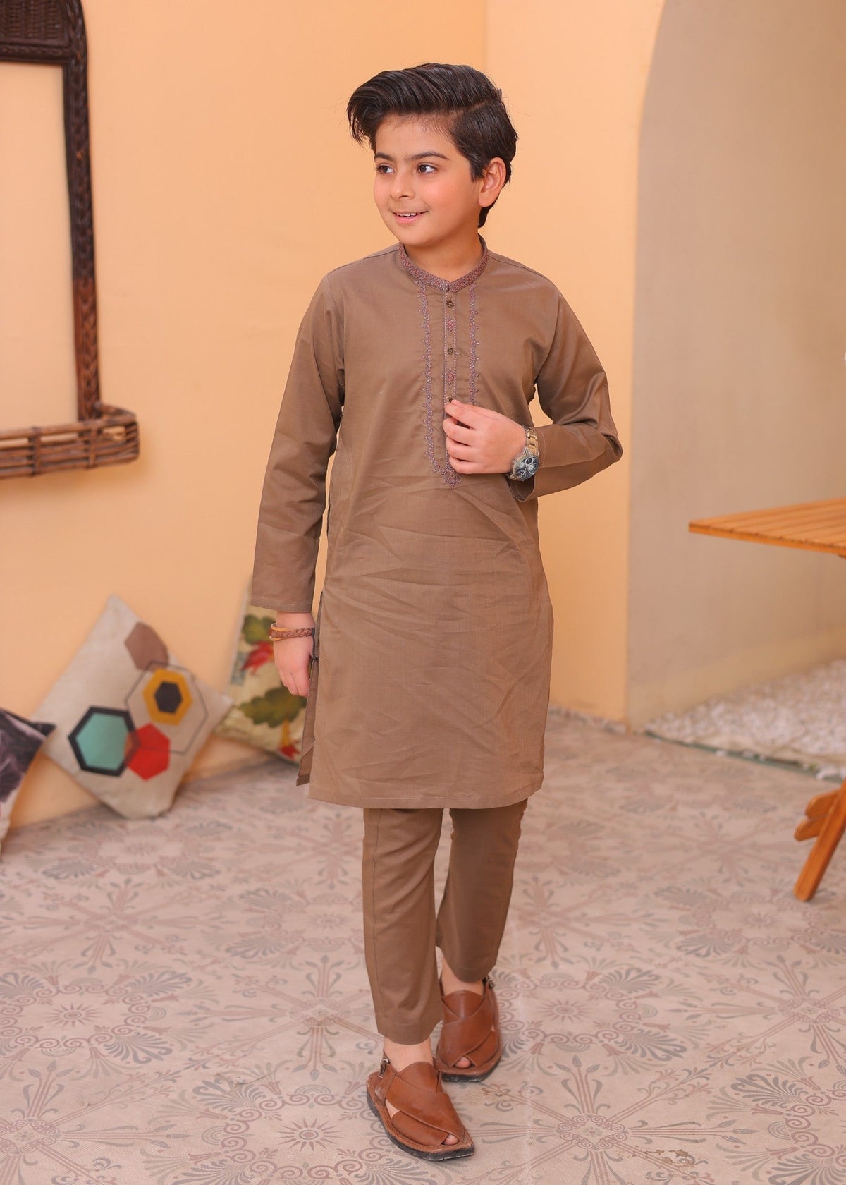 Camel Brown Kurta Trouser-AH 011 Main image