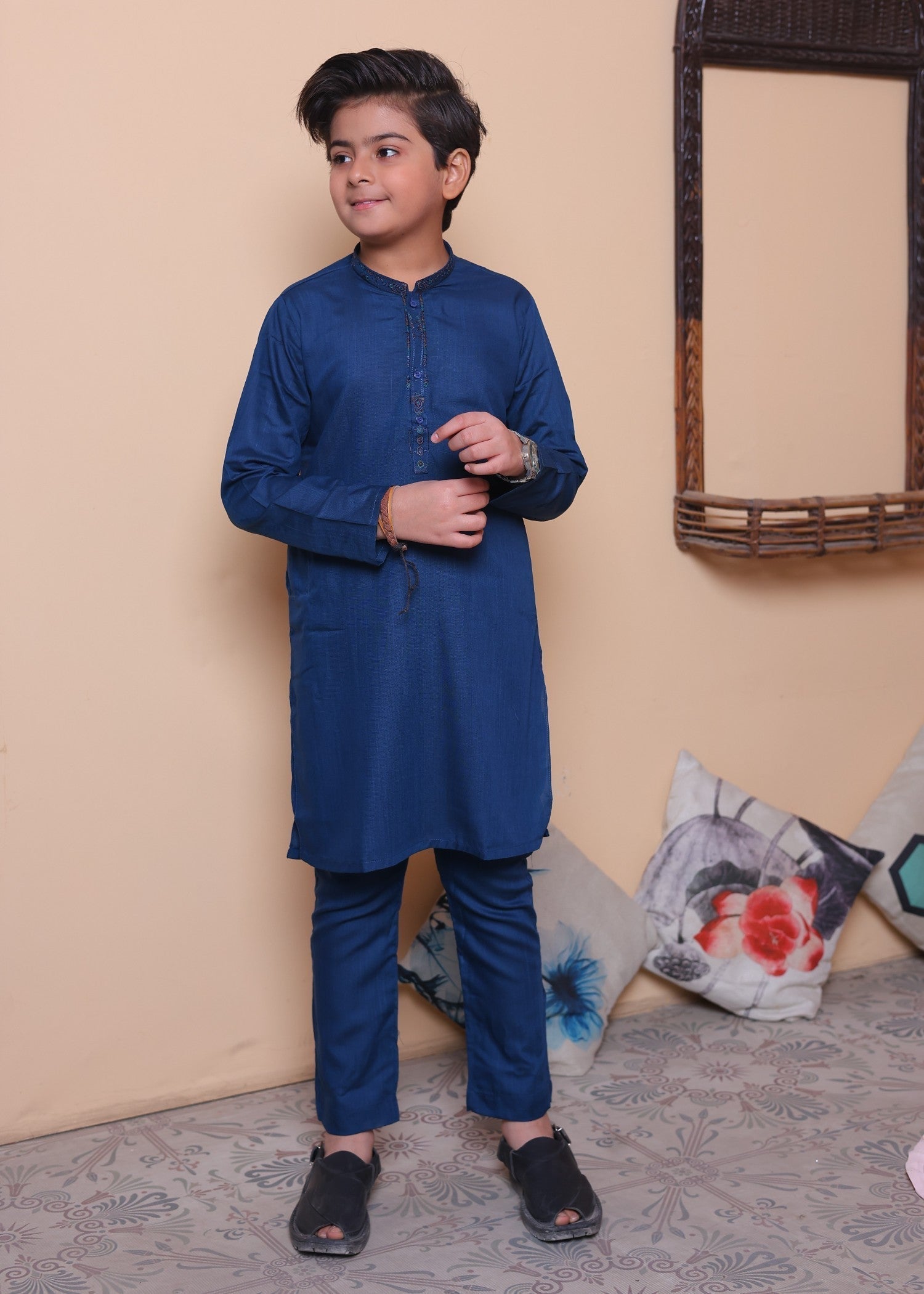 Neon Blue Kurta Trouser -AH 038 Secondary image