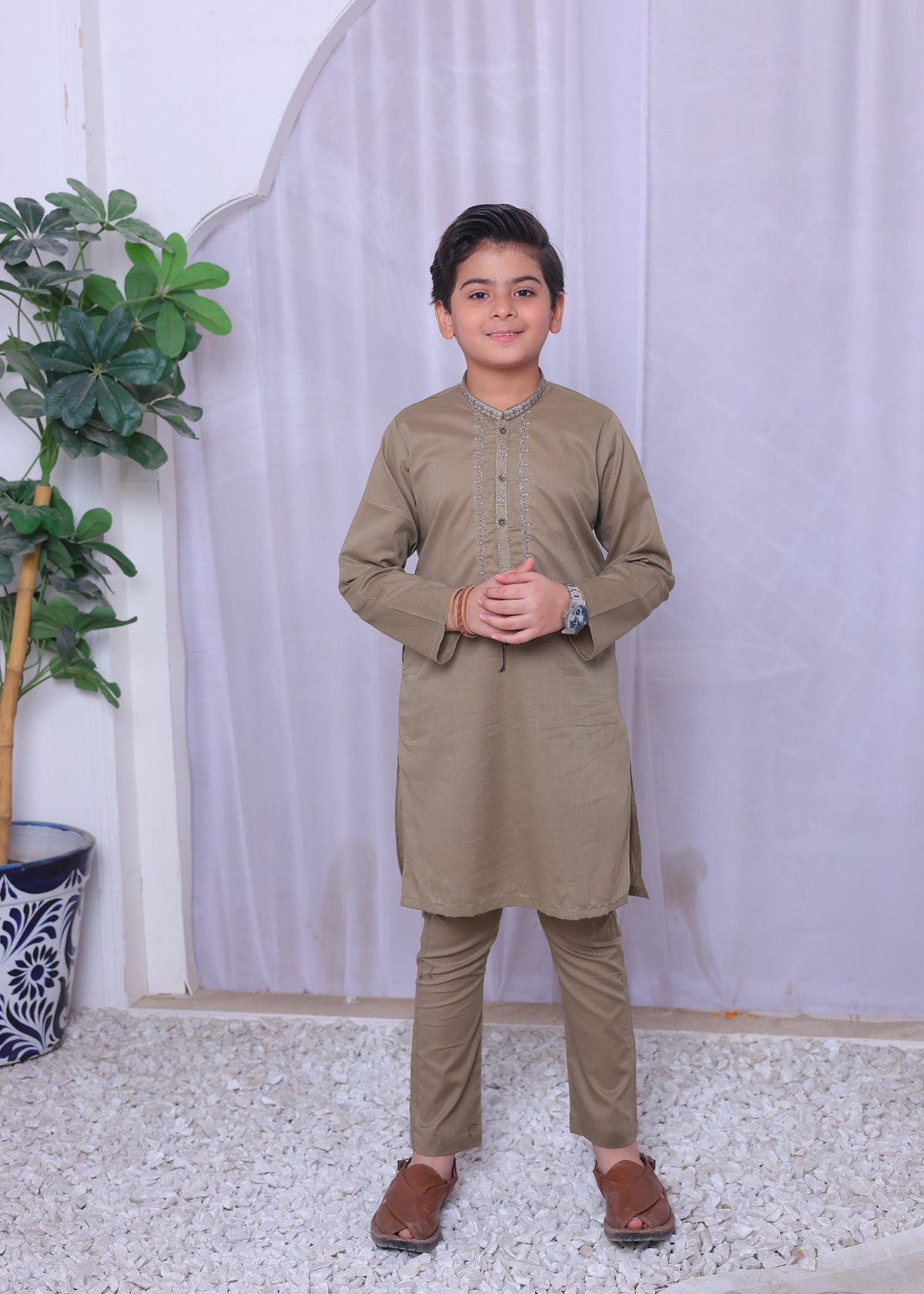 Beige Kurta Trouser-AH 026 Main image