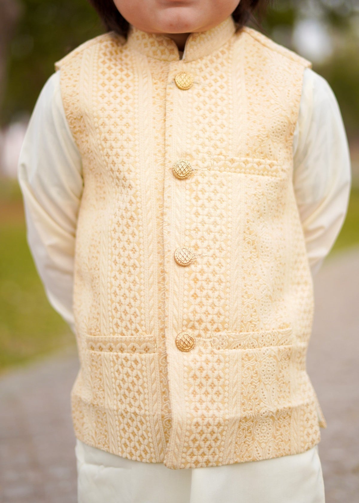 Cream White Waistcoat Suit EW 42