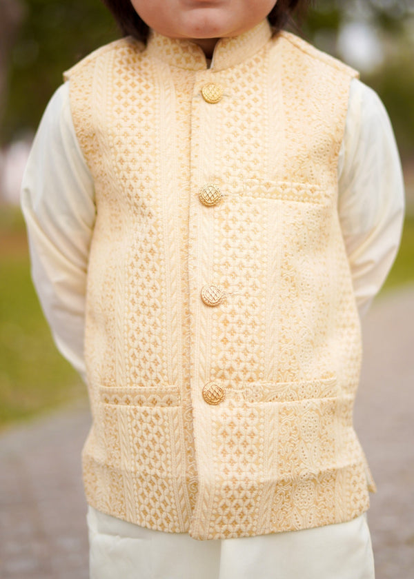 Cream White Waistcoat Suit EW 42